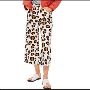 TopShop Moto cow print wide leg high rise jeans size 26 ankle